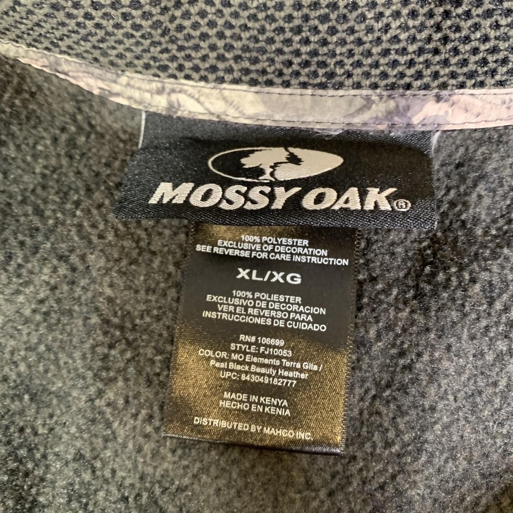 Mossy Oak Sweatshirt Mens XL Gray‎ Green Mock Neck 1/4 Zip Fleece Camo Pullover - Picture 8 of 12